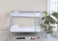 Lit superposé moderne en métal argenté, taille double sur lit double