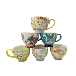 แก้วเซรามิคสำหรับซุปขายส่ง ลายเสือดาวและนกกระเรียนแดง เหมาะสำหรับกาแฟ อาหารเช้า นม หรือข้าวโอ๊ต - Product Image 2