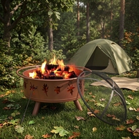 Ventes chaudes 2025, barbecue au feu de bois portable de haute qualité, fabriqué en usine, avec revêtement en poudre, avec fourche à feu pour se réchauffer