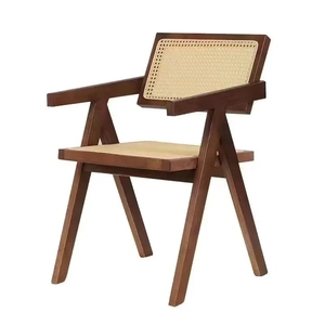 Home Restaurant Hotel Furniture Rattan Seat Woven Wicker Solid Wood Dining <b>Chair</b> for Sale - Product Image 6