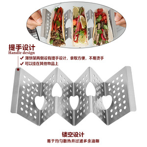 Porte-taco en acier inoxydable du Mexique, support de <span class=keywords><strong>plaque</strong></span>, forme ondulée, passe au lave-vaisselle, ensemble de 4 plateaux, support de cuisson pour taco, plateau de camion - Product Image 3