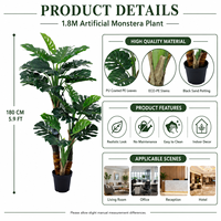 Arbre artificiel Monstera Deliciosa en PE de 180 cm, réaliste, résistant aux UV, écologique, plante moderne pour l'aménagement paysager, décoration de la maison et du bureau