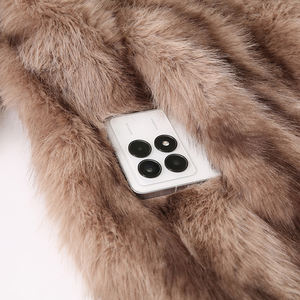 Manteau en fausse fourrure pour <span class=keywords><strong>femme</strong></span>, imprimé léopard, col à revers, polyester, marron, manches longues - Product Image 5