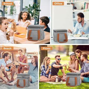 Large Capacity 17L Expandable Double Deck Insulated Lunch Bag Leakproof Reusable Cooler Tote Box with Shoulder Strap for Work - Product Image 3