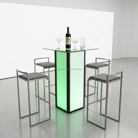 Table pliante pour événements, table en verre, table à cocktails en acrylique LED commerciale
