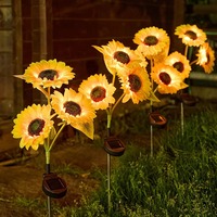Lampe solaire LED extérieure étanche en forme de tournesol pour jardin, patio, pelouse, allée, paysage, décoration de vacances
