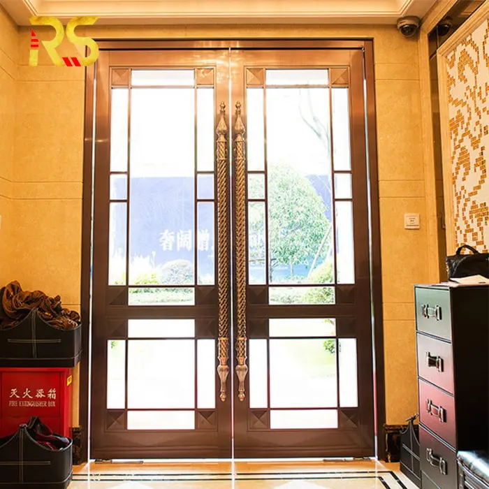 Фошань декоративная стеклянная дверь из нержавеющей стали входная дверь современная роскошная дверь отеля