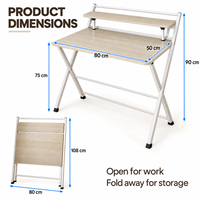 Bureau d'ordinateur pliable moderne et simple pour la maison ou le bureau, avec étagère, structure métallique, mini bureau d'étude, table de travail - Vente chaude