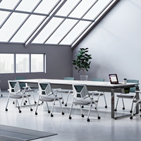 Chaise de bureau pliante pour ordinateur Chaise de table de formation de conférence empilable mobile rembourrée et chaise gigogne avec bras d'écriture pour réunion