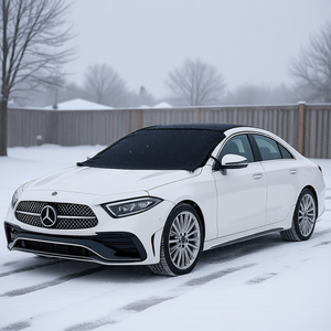 Housse de pare-brise de voiture en polyester noir finition mate imperméable pour la protection contre la neige en hiver - Product Image 2