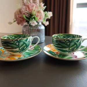 Services de table en porcelaine de luxe exquis, thème forêt tropicale, pour la décoration de la maison, cadeaux, vente chaude, coffret cadeau en céramique exquis - Product Image 1