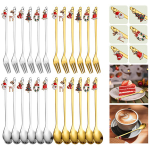 Stainless steel Christmas tableware, Christmas tree coffee spoon pendant, <b>dessert</b> <b>fork</b> spoon, stirring spoon gift set, souvenir - Product Image 5