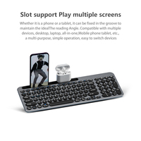 Clavier sans fil avec fente pour carte 2.4G Clavier sans fil + BT pour Pad Phone Laptop PC Computer Rechargeable Bt Keyboard With Holder
