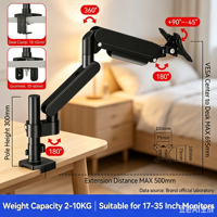 Support de moniteur unique réglable en hauteur, support de moniteur sur pied, charge maximale 10 kg, bras de moniteur adapté aux écrans de 17 à 35 pouces, support de moniteur