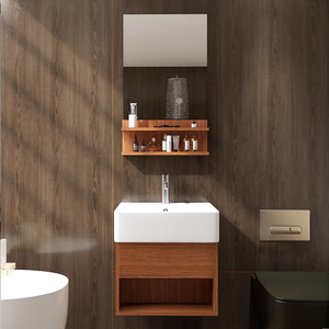 Lavabo et armoire murale Lavabo et miroir avec <span class=keywords><strong>carré</strong></span> en céramique Armoire de salle de bain moderne respectueuse de l'environnement - Product Image 2