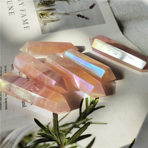 Vente en gros de <span class=keywords><strong>minéraux</strong></span> <span class=keywords><strong>et</strong></span> de <span class=keywords><strong>cristaux</strong></span> de guérison spirituelle de qualité supérieure Tour terminée Natur Angel Aura Quartz rose à double point pour Reiki - Product Image 3