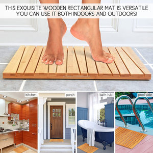 OEM 2021 100% Natural Bamboo Deluxe <strong>Shower</strong> Floor and Bath <strong>Mat</strong>, Skid Resistant, Heavy-Duty natural bamboo <strong>wood</strong> bath <strong>mat</strong> - Product Image 3