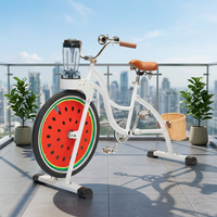 Vélo de fitness commercial à vitesse unique EXI 100% énergie verte, cadre en acier, capacité de charge de 150 kg, usage adulte - Jus d'orange