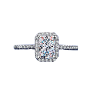 S925スターリングシルバー4プロングスクエアシュガーシェイプ放射カットモアッサナイトオープンロウ結婚指輪ウィメンズ - Product Image 1