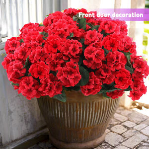 Flores <span class=keywords><strong>artificiales</strong></span> de seda de geranio rojo, planta al aire libre, flores de imitación, <span class=keywords><strong>geranios</strong></span> para decoración floral del hogar - Product Image 3