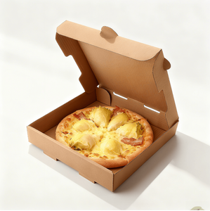 Caja de Pizza Cuadrada Portátil de 9 Pulgadas, Ecológica, Biodegradable, de Papel Kraft Corrugado, con Tapa Abatible, Resistente a la Grasa, Apta para Alimentos - Product Image 1