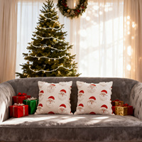 Nouvelle housse de coussin carrée en peluche de style américain sans insert, broderie Père Noël, décoration de maison pour les fêtes