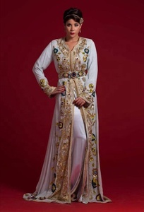 Elegante Vestido Kaftan de Novia con Bordado Zardozi Pesado, Vestido de Fiesta Largo Hasta el Suelo para Mujer - Product Image 2