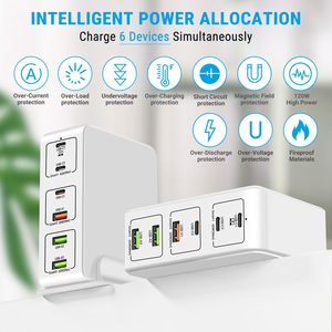 Station de charge de bureau 6 ports <span class=keywords><strong>chargeur</strong></span> 120W pour iPhone 14 Pro Max <span class=keywords><strong>Samsung</strong></span> ordinateur portable <span class=keywords><strong>tablette</strong></span> 65W <span class=keywords><strong>chargeur</strong></span> rapide - Product Image 4