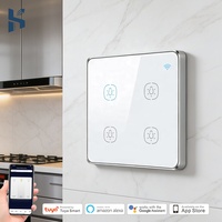 Interrupteur mural intelligent WiFi tactile 4 gangs pour Royaume-Uni et UE, contrôle à distance via l'application Smart Life
