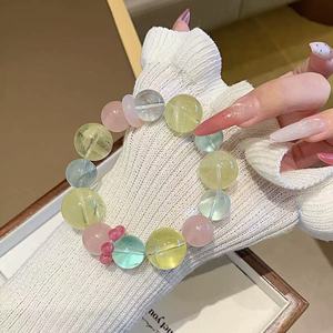 Pulsera de Cuentas de Cristal Rosa y <span class=keywords><strong>Aguamarina</strong></span> Curativa de Feng Shui, Hecha a Mano con Creatividad Natural, para Regalos del Día del Padre - Product Image 3