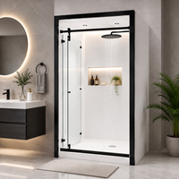 Cloison de douche carrée en verre en forme de I pour porte coulissante, porte pliante, cadre extrêmement étroit pour accessoires de porte de salle de bain