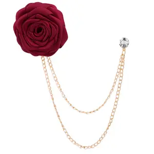 Unisex Mannen Vrouwen Bruidegom Trouwfeest Pak Jurk Pin Handgemaakte Stof Rose Camellia Bloem Broche