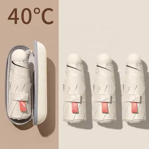 Pillenform fünffach faltbarer tragbarer Mini-Sonnen-Regen-Taschen faltbarer harter EVA-Schachtel UV-Schutz-Regenschirm