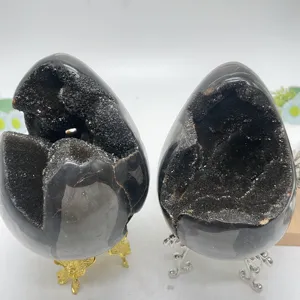 散装天然愈合石Septarian druzy龙蛋用于家庭装饰