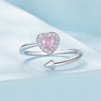 Personnalisé coeur jointures fiançailles prix de gros bagues en argent Sterling minimaliste déclaration à la mode 925 opale dames bague rose