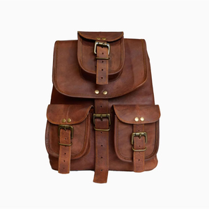 Vintage Modern Genuine Brown Leather <b>Laptop</b> <b>Bag</b> Handmade Portable Lightweight Daypack Durable Bulk <b>Cover</b> for Hiking & Travel - Product Image 1