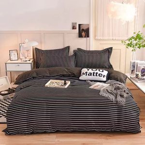 Parure de lit imprimée en coton doux <span class=keywords><strong>et</strong></span> agréable pour la peau à l'aloe vera, ensemble de couette brossée quatre pièces - Product Image 3