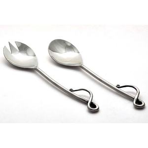 Ensemble de cuillère et fourchette de service à soupe à salade ensemble de service à salade en acier inoxydable avec poignée en spirale forgée ensemble de couverts - Product Image 2