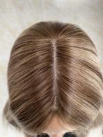 Topper de perruque juive à nœuds invisibles pour femme, base en soie 9x9, cheveux humains, avec clips, sans colle, pour la perte de cheveux