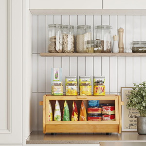 Contenedor de Almacenamiento de Alimentos de Madera <span class=keywords><strong>Grande</strong></span> Estilo Rústico, Caja de Pan de Bambú para Mantener el Pan Fresco en la Encimera de la Cocina - Product Image 6