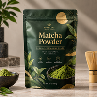Sachets Doypack Personnalisés à Haute Barrière pour Poudre de Matcha, Imprimés, Refermables avec Fermeture Éclair, Emballage Alimentaire pour Vente au Détail et Stockage