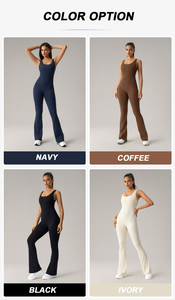 Body Deportivo Casual sin Mangas con Cuello en U para Gimnasio y Fitness para Mujer, Jumpsuit de Yoga de una Pieza con Espalda Descubierta y Pierna Acampanada - Product Image 6
