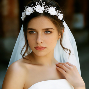 Fascia per Capelli Nuziale Personalizzata in <span class=keywords><strong>Argento</strong></span> Sterling <span class=keywords><strong>925</strong></span> Placcato Oro 14K con Perle e Pizzo, Corona per Capelli Fatta a Mano, Copricapo Personalizzato - Product Image 2