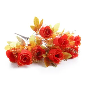 10 Hoofden Kunstmatige Gouden Roze Bloemen Jubileum Valentijnsdag Geschenken Huisdecor
