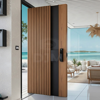 Porte d'entrée pivotante en bois massif DJMI pré-montée pour villa moderne, extérieure, sécurisée