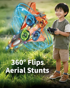 Avion télécommandé DWI Dowellin pour enfants, <span class=keywords><strong>hélicoptère</strong></span> télécommandé, avion de combat jouet avec lumière LED, vol stationnaire automatique, 360° ° Flip - Product Image 3