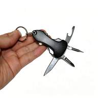Mini porte-clés pliable multi-outils, outil de poche portable EDC avec tournevis, couteau, ouvre-bouteille pour le camping en plein air, la réparation quotidienne