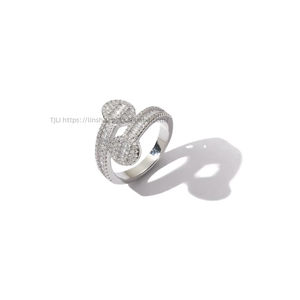 Bague en zircon en forme de T, bague à ouverture irrégulière, bague réglable pour l'index pour femmes - Product Image 4