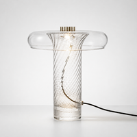 Lampe de table en verre soufflé à la main, spirale contemporaine, accent métallique doré, lumière d'ambiance pour hôtel, villa, éclairage d'intérieur, vente en gros