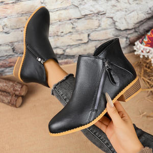 <span class=keywords><strong>Botas</strong></span> de Mujer para Invierno, Punta Puntiaguda, Cierre Lateral con Cremallera, Tacón Bajo, <span class=keywords><strong>Botas</strong></span> Cortas, Nuevo Modelo, Talla Grande, Tacón Grueso, En Existencia - Product Image 2